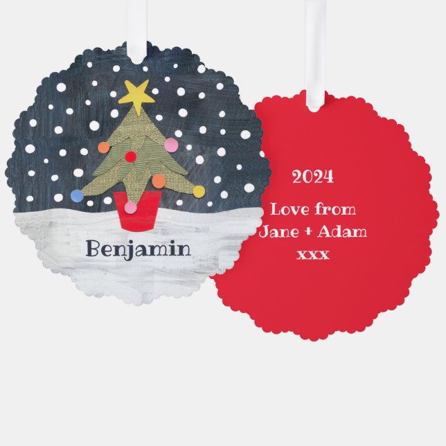 Personalized Christmas Tree Decoration Card (Front/Back)
