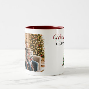 Personalized Christmas Tree Family Photo  Two-Tone Coffee Mug