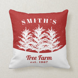 Personalized Christmas Tree Farm Farmhouse Cushion
