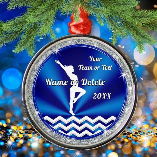 Personalized Christmas Tree Gymnast Ornament (Gymnastics Christmas Ornaments. Christmas gifts for gymnasts. Gymnastics Ornaments. Blue and White.)
