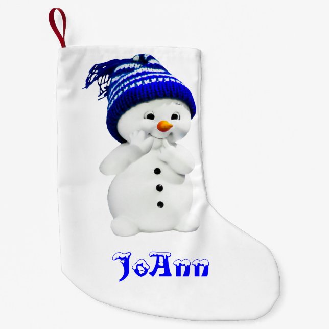 Personalized Christmas Winter Snowman Small Christmas Stocking (Front)