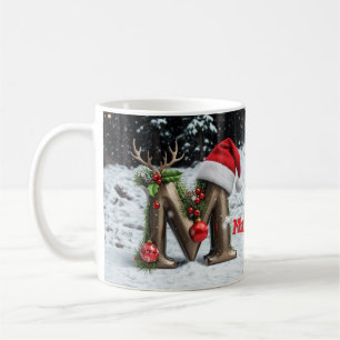 Personalized Christmas with Custom Name and Initi Coffee Mug