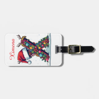 Personalized Christmas  with Custom Name and Initi Luggage Tag