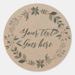 Personalized Christmas wreath  Classic Round Sticker