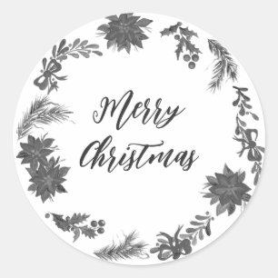 Personalized Christmas Wreath Merry Christmas Clas Classic Round Sticker