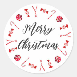 Personalized Christmas Wreath Merry Christmas Classic Round Sticker
