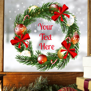Personalized Christmas Wreath Sticker for Window