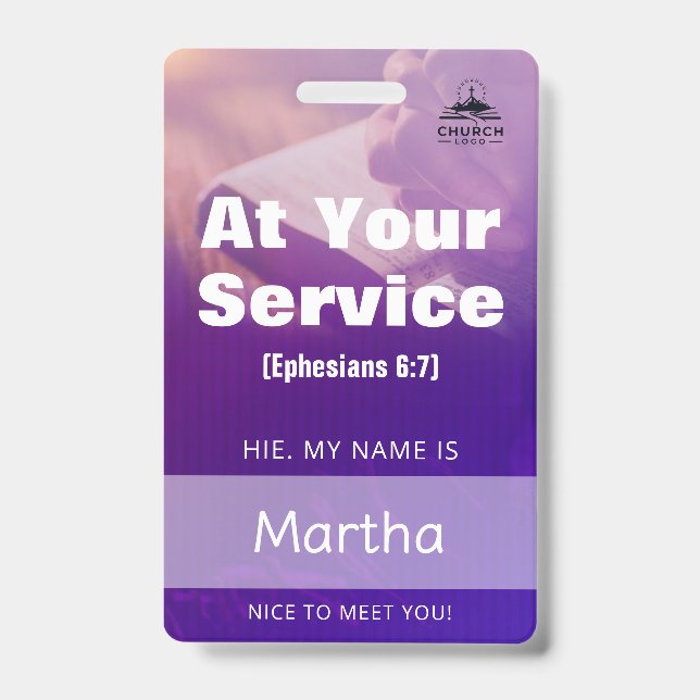 Personalized Church Guest Services Volunteer Badge ID Badge (Front)