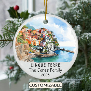 Personalized Cinque Terre Ornament, Italy Ceramic Ornament