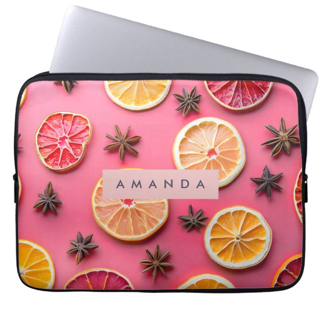 Personalized Citrus Slice & Star Anise Laptop Sleeve (Front)