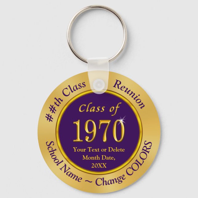 Personalized Class of 1970 Souvenirs Class Reunion Key Ring (Front)