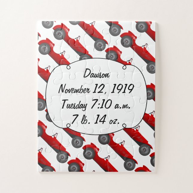 Personalized Classic Baby Boy Stat Birth Record Jigsaw Puzzle (Vertical)