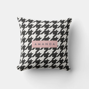 Personalized Classic Black and White Houndstooth  Cushion