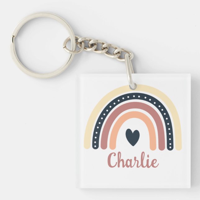 PERSONALIZED CLASSIC RAINBOW BOHO CHRISTIAN QUOTE  KEY RING (Front)