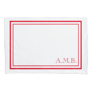 Personalized Classic Red Monogram Standard Pillowcase