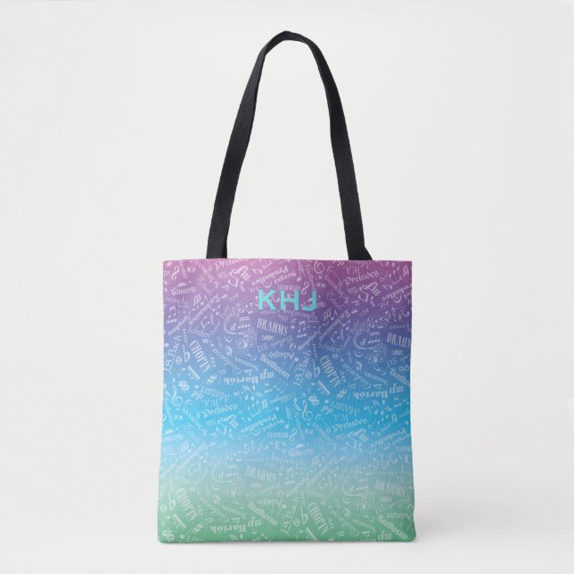 Personalized Classical Music Composer Rainbow Tote Bag (Front)