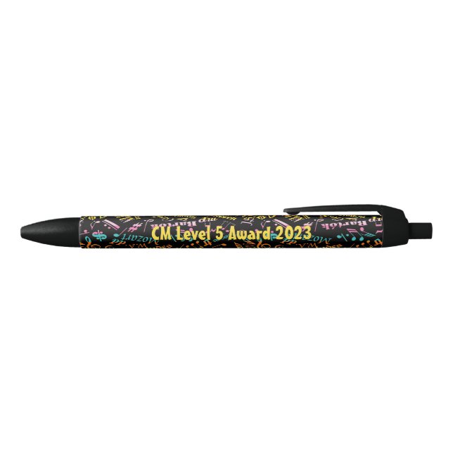 Personalized Classical Music Composers Rainbow Black Ink Pen (Top)