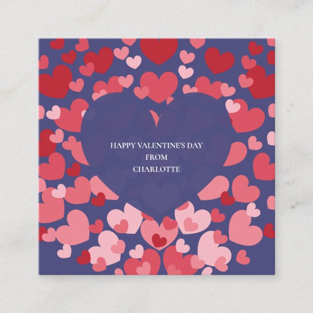 Personalized Classroom Valentine with Hearts  Enclosure Card (Front)
