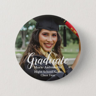 Personalized Classy Graduation Photo 6 Cm Round Badge