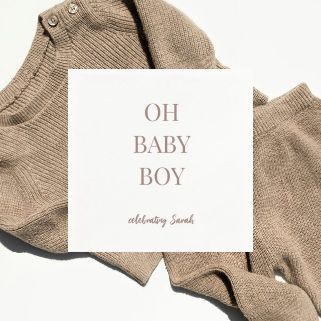 Personalized Clay Blush Baby Boy Shower Napkin (Creator Uploaded)