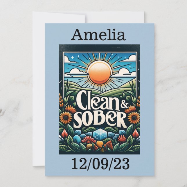 Personalized Clean and Sober Anniversary Card  (Front)