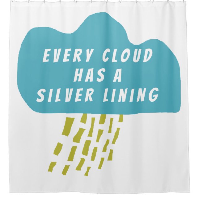 Personalized Cloud Silver Lining Bathroom Shower Curtain (Front)