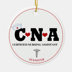 Personalized CNA Nurse Christmas Ceramic Ornament