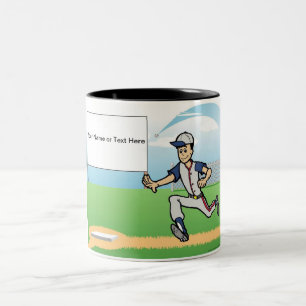 Personalized Coach, Baseball - Male Cartoon Two-Tone Coffee Mug