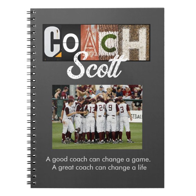 Personalized Coach name players  Notebook (Front)