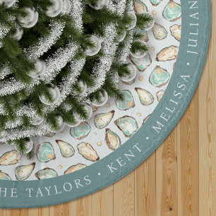 Personalized Coastal Oyster Shell Brushed Polyester Tree Skirt