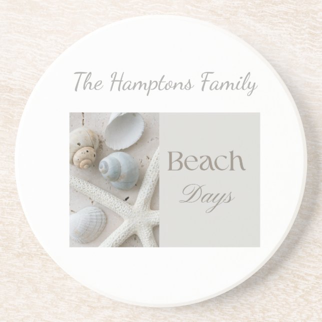 Personalized Coastal Seashell Gift for Beach House Coaster (Front)