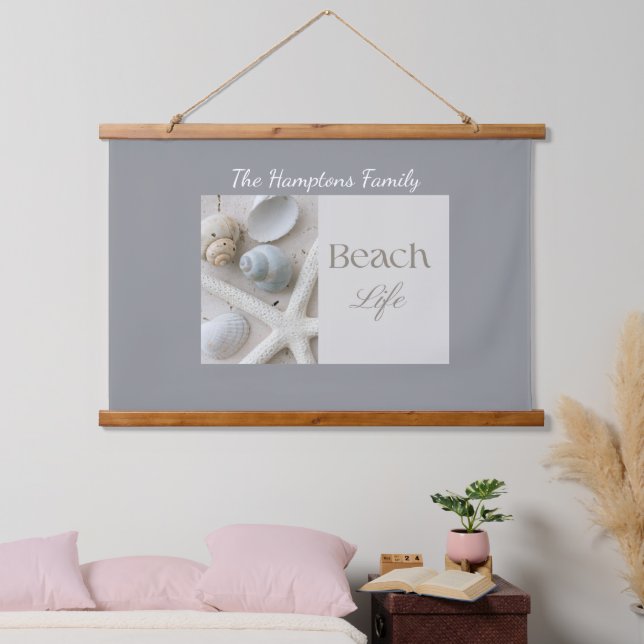 Personalized Coastal Seashell Gift for Beach House Hanging Tapestry (Bedroom)