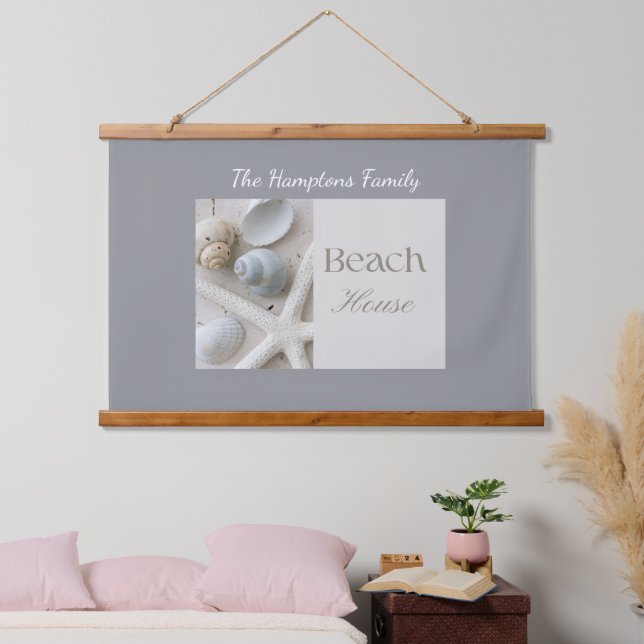 Personalized Coastal Seashell Gift for Beach House Hanging Tapestry (Bedroom)