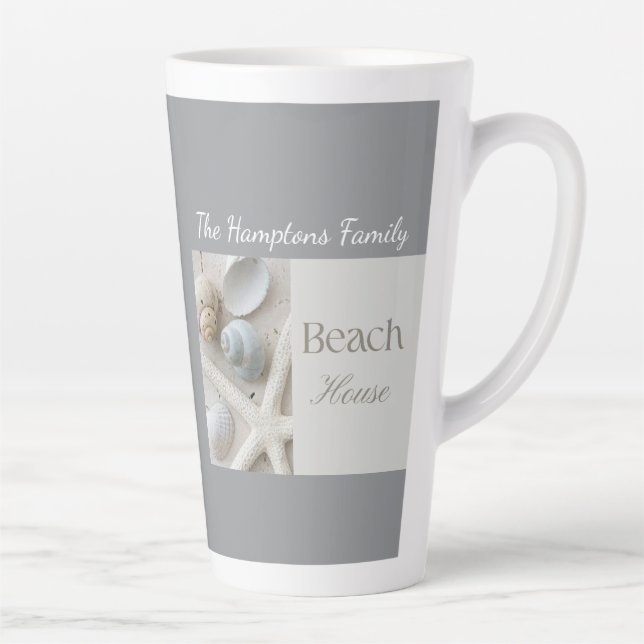 Personalized Coastal Seashell Gift for Beach House Latte Mug (Right)