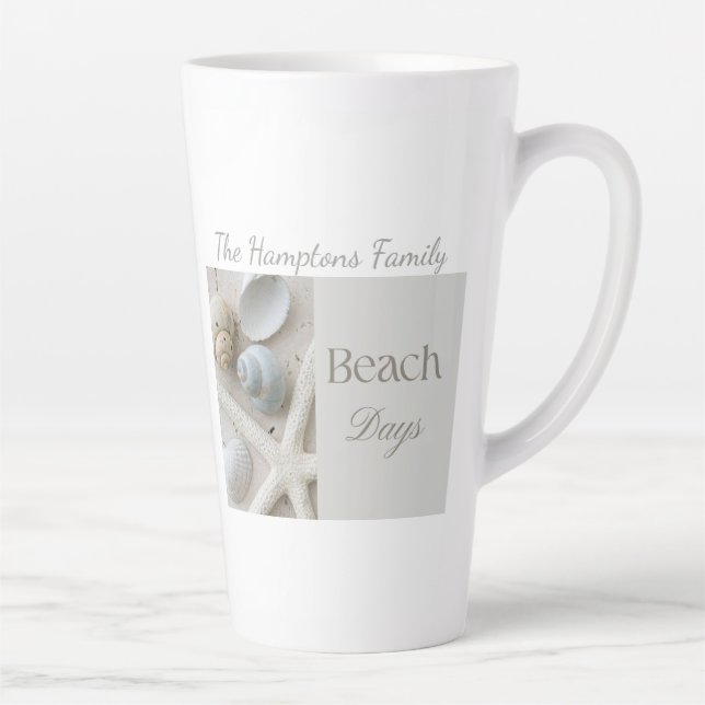 Personalized Coastal Seashell Gift for Beach House Latte Mug (Right)