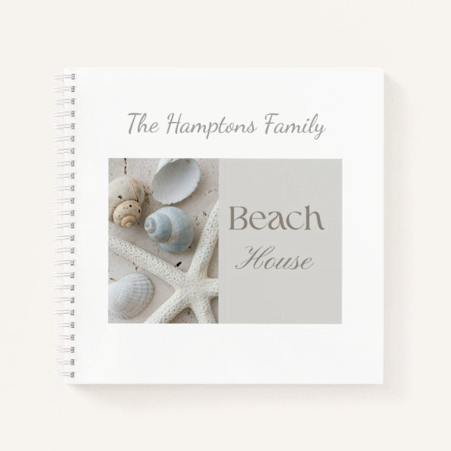 Personalized Coastal Seashell Gift for Beach House Notebook (Front)