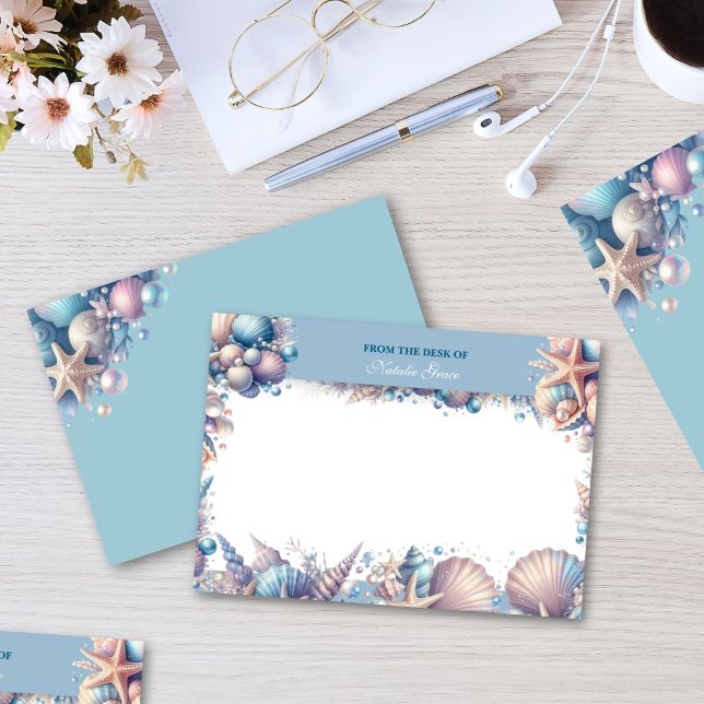 Personalized Coastal Seashell Notecard (Creator Uploaded)