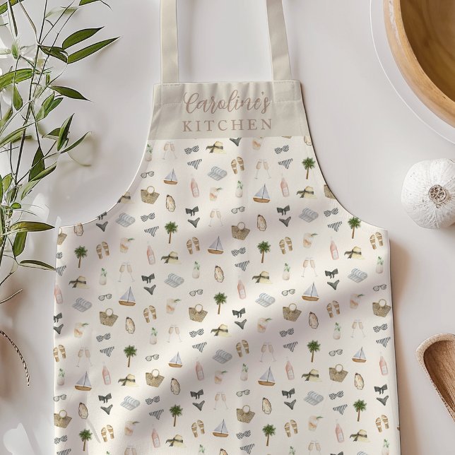 Personalized Coastal Summer Pattern Apron (Creator Uploaded)