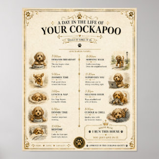 Personalized Cockapoo Daily Routine Print Gift