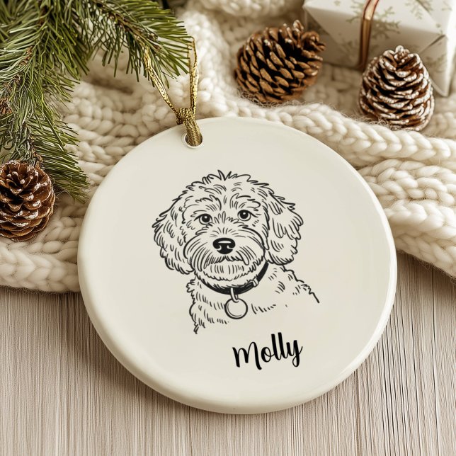 Personalized Cockapoo Dog Christmas Ceramic Ornament (Creator Uploaded)