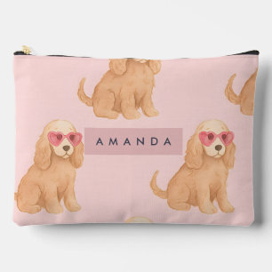 Personalized Cocker Spaniel Dog with Glasses Accessory Pouch