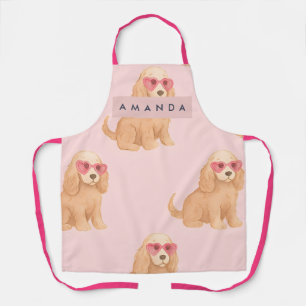 Personalized Cocker Spaniel Dog with Glasses Apron