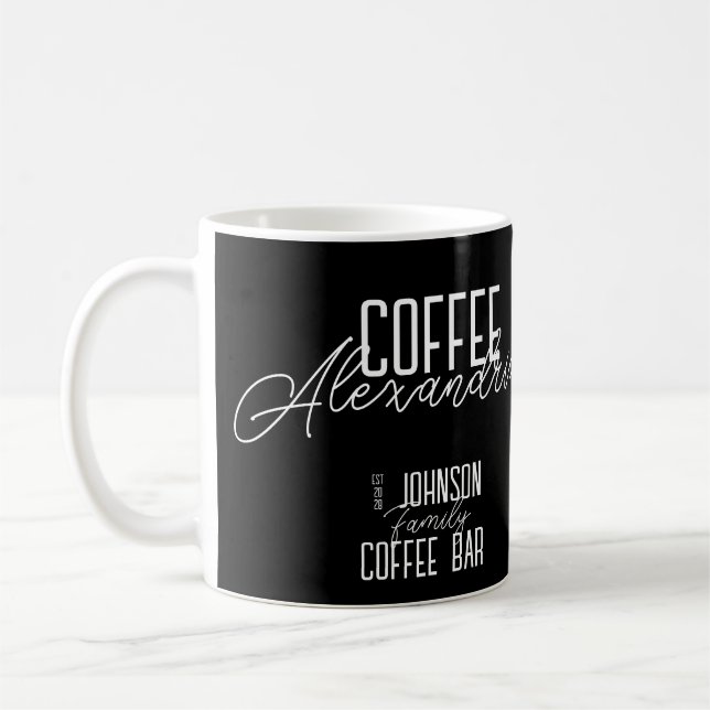 Personalized Coffee Bar Black and White Mug (Left)