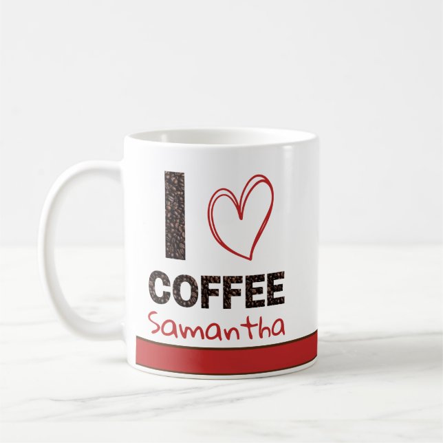 Personalized Coffee Lover Custom Name Design Mug (Left)