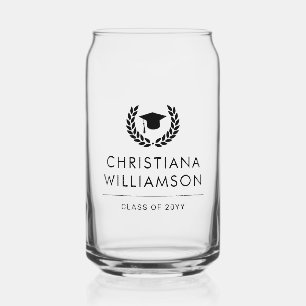 Personalized College Graduation Elegant Can Glass