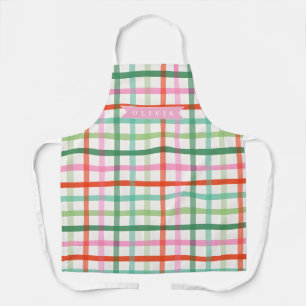 Personalized Colorful Christmas Holiday Plaid Apron