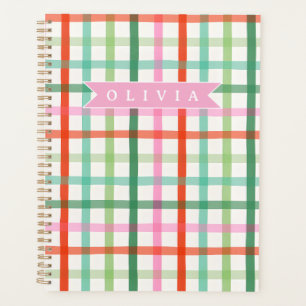 Personalized Colorful Christmas Holiday Plaid Planner