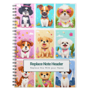 Personalized Colorful Cute Dogs Notebook