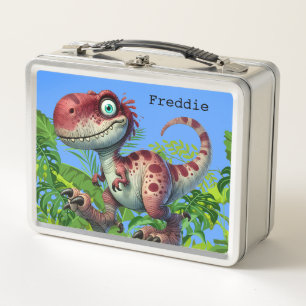 Personalized Colorful Dinosaur Metal Lunch Box