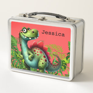 Personalized Colorful Dinosaur Metal Lunch Box